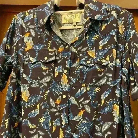 Free People Sandrine Rose foliage, print, Snap Button Shirt- Small NWT - Picture 3 of 7